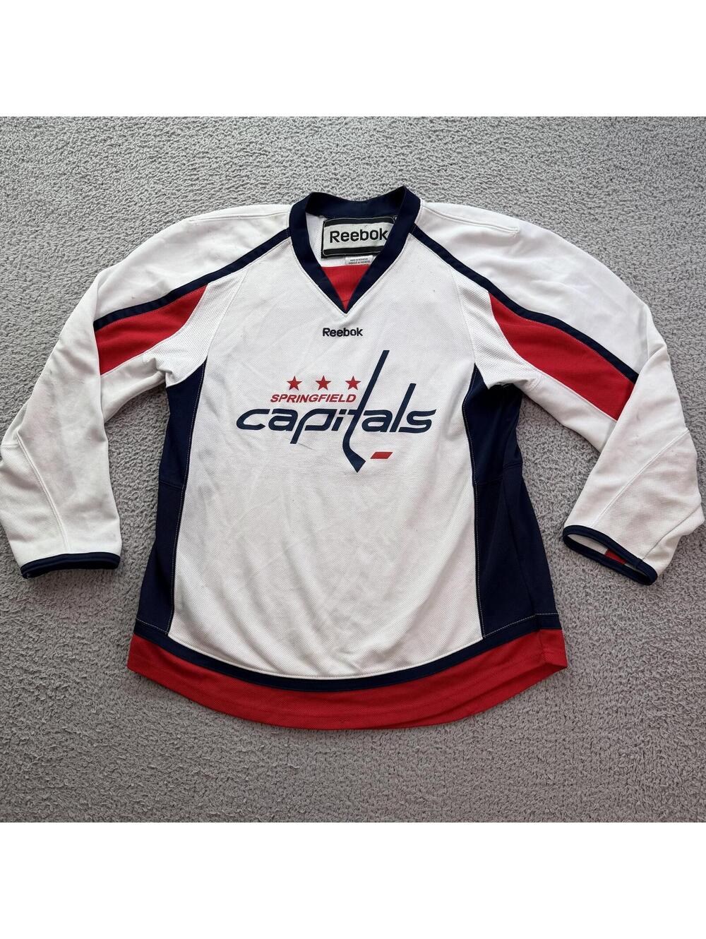 Vintage Reebok Springfield Capitals Hockey Jersey Youth L XL White NHL AHL #9